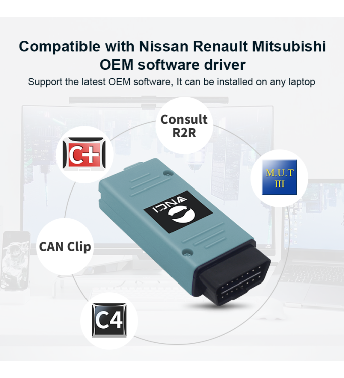 VNCI RNM diagnostic Scanner for Nissan/Renault/Mitsubishi Compatible with origianl consult 3 plus/CAN Clip/MUT-3 Software driver